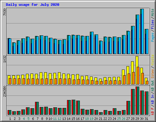 Daily usage for July 2020